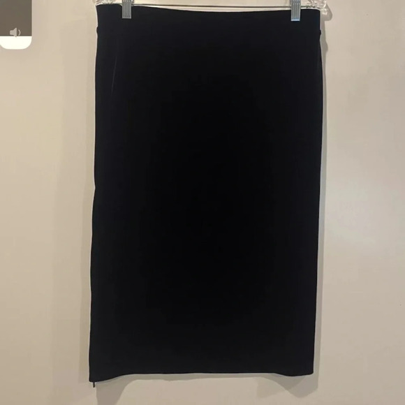 Tahari Midnight Blue Velvet Skirt Silver Side Zipper Womens Large (1113) - Picture 2 of 5